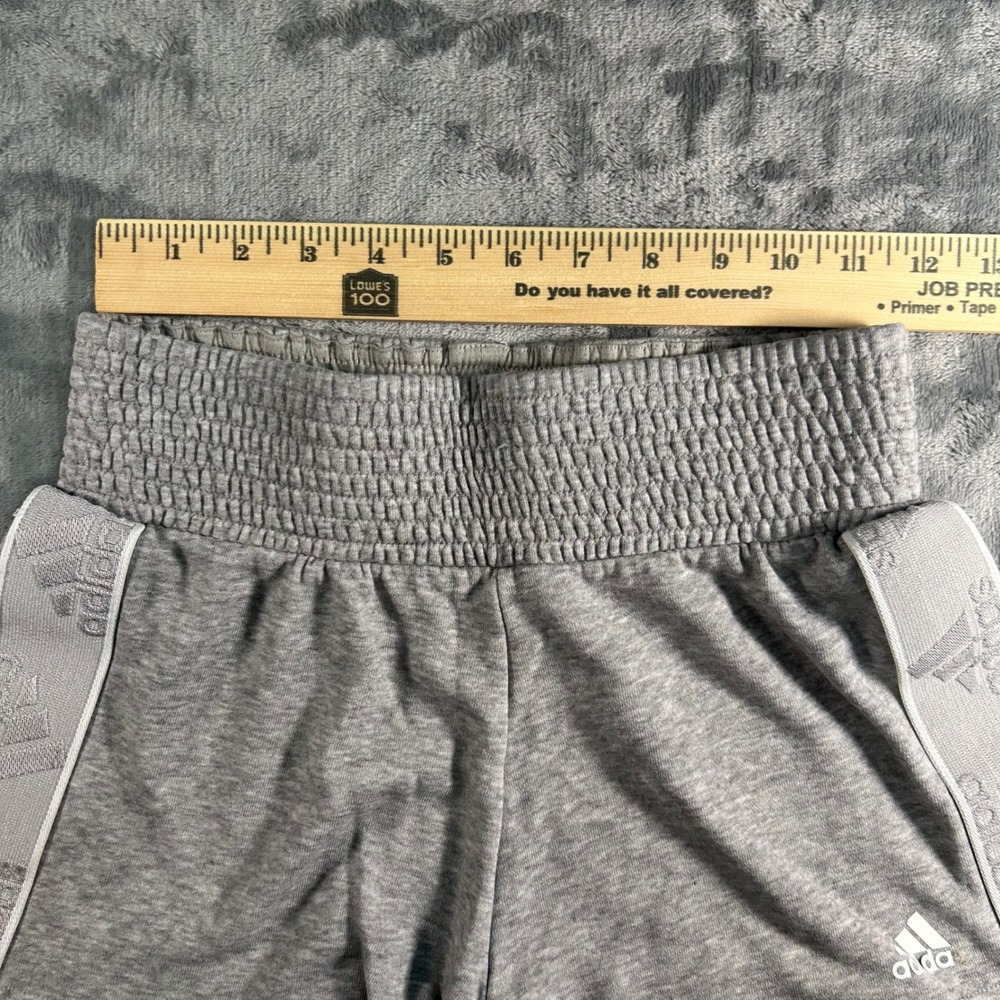 Adidas Women Shorts Gray Smocked Waist Athletic Logo Tape XS - Picture 4 of 7